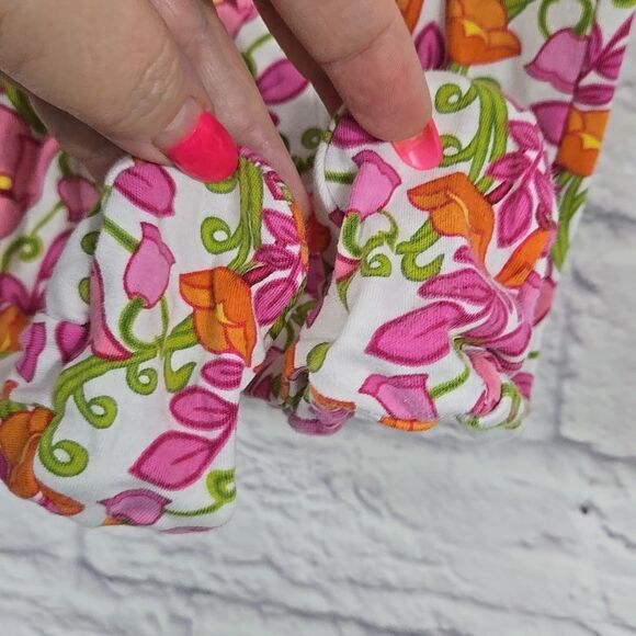 Vera Bradley Baby Footed Coverall Lilli Bell Pink Green Floral Pajama Onesie - Picture 7 of 10